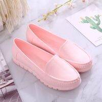 Rain Boots Womens Four Seasons Kitchen Work Shoes Waterproof Anti-Slip Rubber Casual Ladies Peas Flat Soft Sole Women