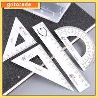 GOTORADE 4Pcs/Set อะลูมิเนียมอัลลอยด์ เครื่องมือวาดภาพวาด อุปกรณ์สำหรับนักเรียน การวัดขนาด ไม้โปรแทรกเตอร์ แบบพกพาได้ ไม้บรรทัดอุปกรณ์เครื่องเขียน เครื่องมือทางเรขาคณิตทางคณิตศาสตร์ เด็กสำหรับเด็ก