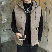 7XL Vest Men Solid Winter Jacket Warm Mens Outerwear Waistcoat Casual Vests Hooded Jacket Man Sleeveless Jackets Plus Size