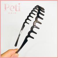 PETIHAIR พลาสติกทำจากพลาสติก ที่คาดผม รูปร่างหยักหยัก ฟันยาวสำหรับเด็ก แถบคาดศีรษะ แบบพกพาได้ ป้องกันการลื่นไถล ชุดคลุมศีรษะ สำหรับผู้ชาย