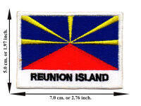 ตัดรีด ตัวรีดติดเสื้อ อาร์มปัก ติดเสื้อปัก ปักเสื้อ DIY ลาย ธงReunion Island สีน้ำเงิน มีบริการเก็บเงินปลายทาง