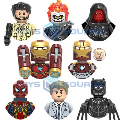 【CW】 The Ulysses Klaw Ghost Rider Red Skull Everett Rose Black Iron Spider Panther Man Model Building Blocks MOC Bricks Set Gifts Toy