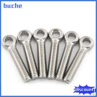 BUCHE 6PCS M6x40mm แหวนสกรูสำหรับยก ทนทานสำหรับงานหนัก เงินสีเงิน สลักเกลียวตา อเนกประสงค์อเนกประสงค์ 304สแตนเลสสตีล สลักเกลียวแบบห่วง ที่ยึดสำหรับยึด