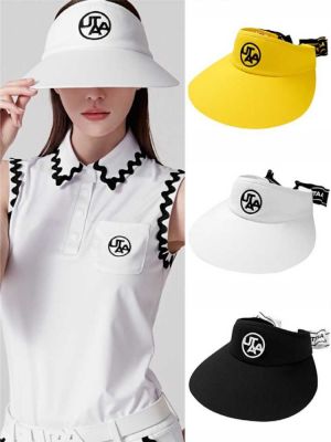 หมวกขอบใหญ่กันรังสียูวีสำหรับผู้หญิง,หมวกหมวกกอล์ฟกันแดดของแท้หมวกบังแดดเปิดหัวมีตัวอักษรกอล์ฟแบบเรียบง่าย