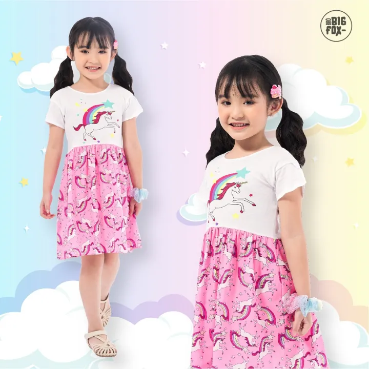 Đầm Hè Cho Bé Gái Miss Meow Tới Size Đại . Váy Cotton Thun Trẻ Em In Ngựa  Tay Xếp 2-8 | Lazada.vn