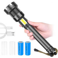 XHP90 P70 Aluminum Alloy Zoom Flashlight High-Power Portable Touch 2000 Lumens Super Bright Outdoor Lighting With Cob Side Light