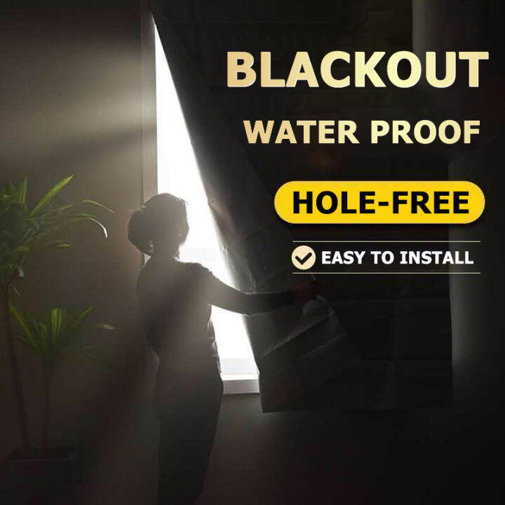Blackout Curtain 100Anti UV langsir Magic tape Curtain No drilling