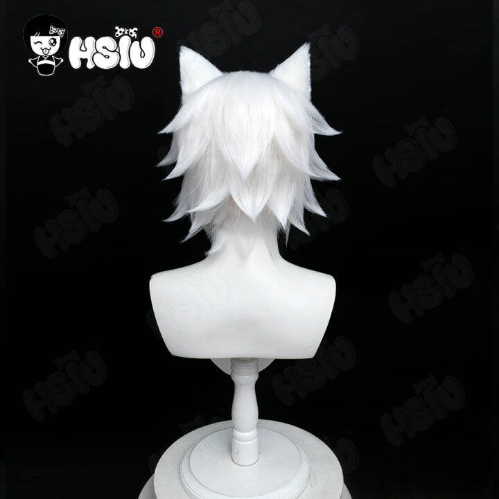 แมวน่ารักวิกผมไฟเบอร์วิกผมสังเคราะห์เกมท้องฟ้าเด็กของแสงคอสเพลย์-hsiu-สีขาวผมสั้นท้องฟ้าคอสเพลย์วิกผม
