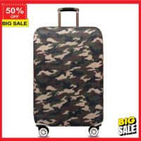 suitcase cover ผ้าคลุมกระเป๋าเดินทาง luggage cover ขนาด 18-32นิ้ว  แบบยืด ลายทหาร  ลายนี้มีซิปล่างและที่ล็อค ถุงคลุมกระเป๋าเดินทาง ทนทาน กันรอยกระเป๋าของคุณ