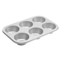 Professional Easy Clean Kitchen Bakeware Non Stick Cupcake นำกลับมาใช้ใหม่ได้ DIY เตาอบ 6 ถ้วยกลมเหล็กคาร์บอนกระทะมัฟฟิน