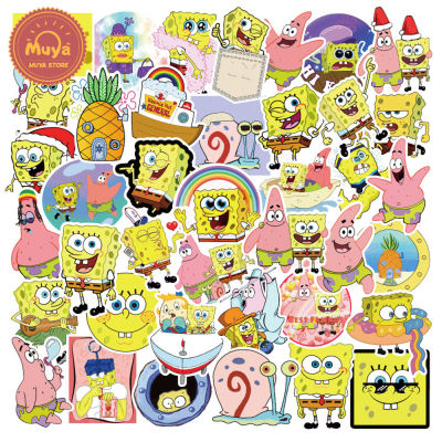 MUYA 50pcs SpongeBob SquarePants Stickers Waterproof  Cartoon Vinyl Stickers for Kids