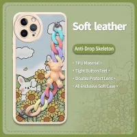 Anti-fall cute Phone Case For iphone12 Pro protective case Simplicity Solid color Nordic wind Little Bear Color Chain