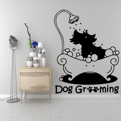 ELEGANT Exquisite Dog Grooming สติ๊กเกอร์ติดผนังที่ถอดออกได้ Pet Shop ตกแต่ง Art ตกแต่งสัตว์สติ๊กเกอร์ติดผนังสำหรับห้องเด็ก Home Decor