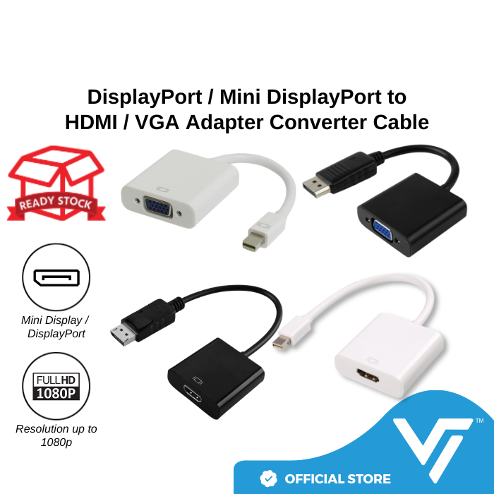 DisplayPort , Mini DisplayPort to HDMI . VGA Adapter Converter Cable . Male to Female , 1080p