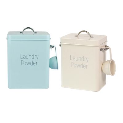2Pcs 5L Powder Laundry Powder Boxes Storage with Scoop - White &amp; Green