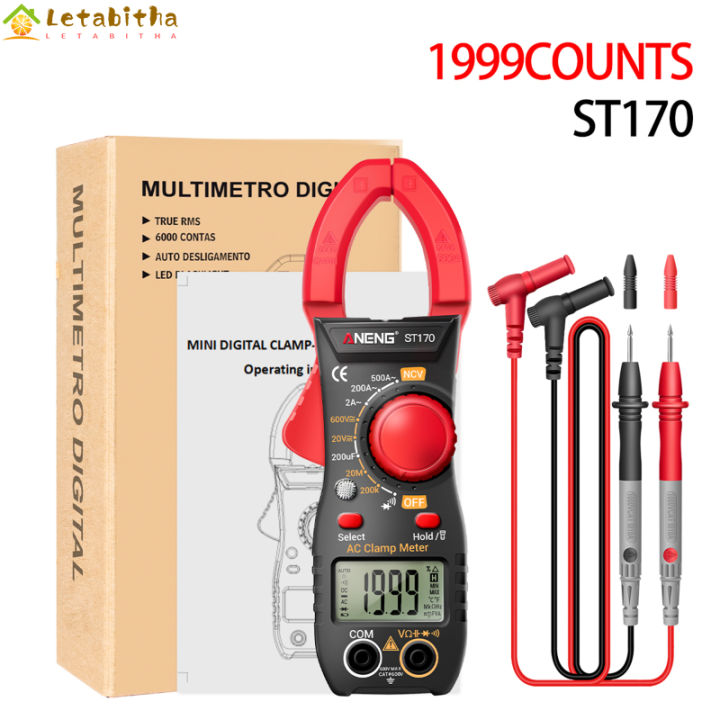 letabitha-st170มัลติมิเตอร์แบบดิจิทัลแคลมป์มิเตอร์500a-ไฟฟ้ากระแสสลับ-ac-dc-เครื่องทดสอบแรงดันไฟฟ้า1999นับความจุการตรวจจับ-ncv-ohm