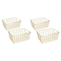 Wire Baskets, Gold 4 Pack Wire Basket, Organizing Storage Crafts Decor Kitchen (Gold )