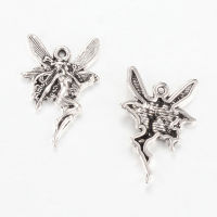 50pc Tibetan Style Alloy Pendants Fairy Cadmium Free Lead Free Antique Silver 21.5x15x3mm Hole: 1mm