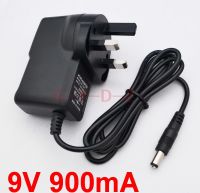 1PCS 9V 900mA AC 100V-240V Converter Adapter DC 9V 0.9A Power Supply 900mA UK 3 Plug DC 5.5mm x 2.1mm