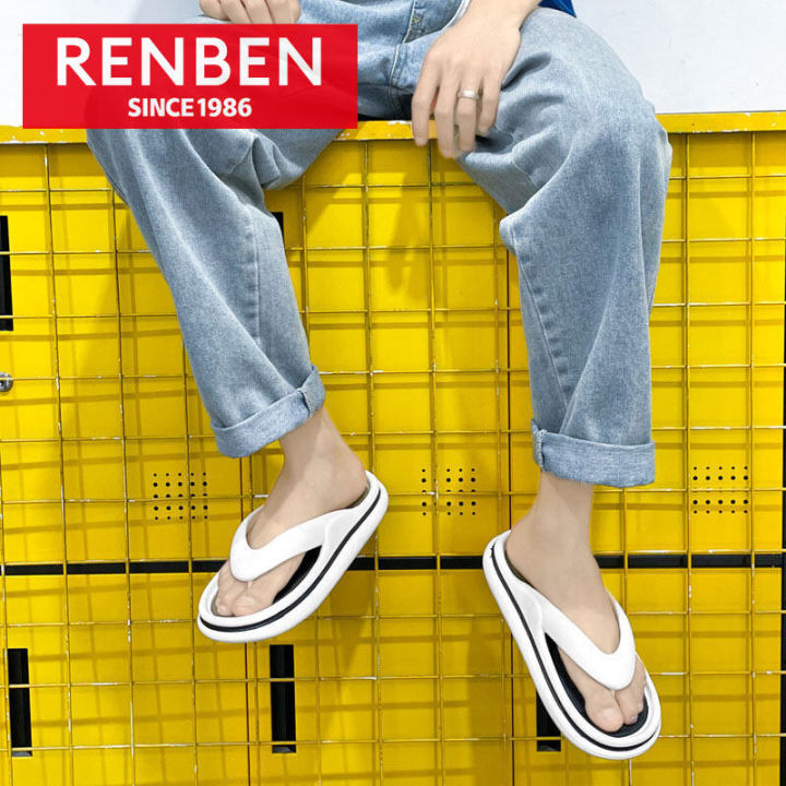 รองเท้าแตะ-renben-ผู้ชายที่สวมใส่คนหนุ่มสาวเทรนด์คนดังที่ลากชายหาดคู่ล่างสุด