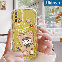 เคส Dienya สำหรับ OPPO A74 4G A95 4G เคส F19 F19S Reno 6 Lite เคสเนื้อครีมลายหมีเชอร์รี่เคสนิ่มกันกระแทกเคสโทรศัพท์โปร่งใสเจลซิลิกาแบบใสป้องกันการตกหล่นฝาครอบป้องกันเลนส์กล้องถ่ายรูป