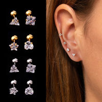 1Pcs ขนาด Zircon ต่างหูตุ้มหูผู้หญิง Helix Tragus กระดูกอ่อน Conch สกรูเจาะสแตนเลสของขวัญเครื่องประดับต่างหู