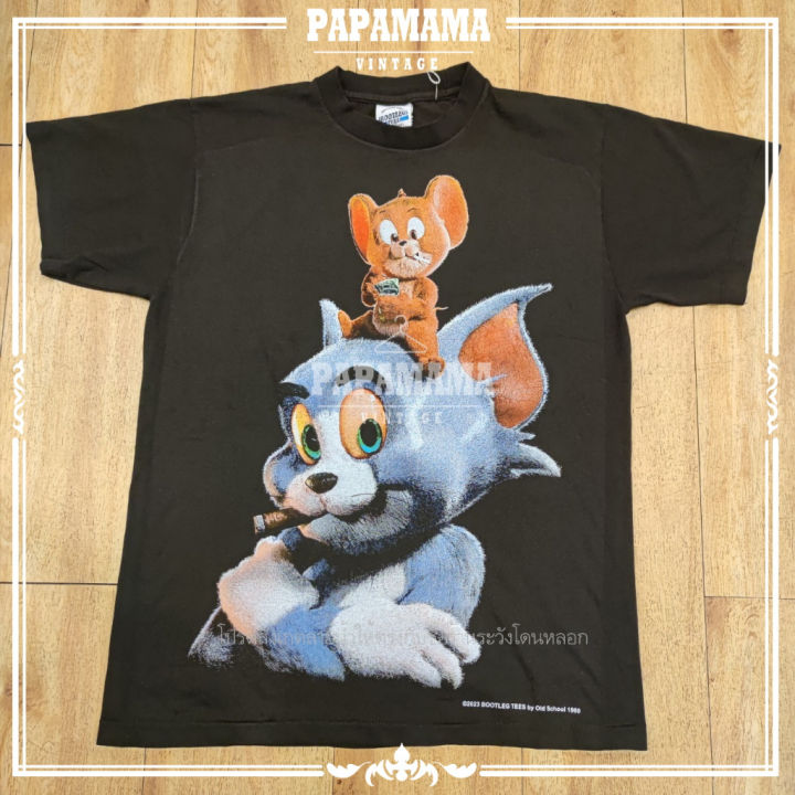 s-5xl-tom-and-jerry-the-legendary-animation-the-original-bootleg-เสื้อการ์ตูน-เสื้อวินเทจ-ออกแบบเสื้อยืดแขนสั้น