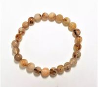 Golden Brown Pink Rutilated Quartz Gemstone 8mm ไหมนาคไหมเศรษฐี แก้วไหมนาค หินแห่งความมั่งคั่ง