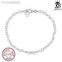 ✥♞ ORSA JEWELS Real 925 Sterling Silver 3.5mm Rolo Heart Link Chain Anklet 10 Adjustable Women Girls Chain Anklets Jewelry SA10