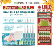 Combo 10 hộp khăn vải khô đa năng cao cấp an toàn cho bé Ecowipes hộp 180