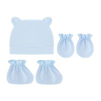 5pcs/lot Newborn Baby Cotton Beanie Hospital Hat Gloves Socks Set Cotton Fall Casual Stretchy Infant Warm Cap Gloves Fashion