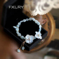 FXLRY Original Handmade Natural Stone Real Flower Tassel Charm celets For Women Fashion Jewelry