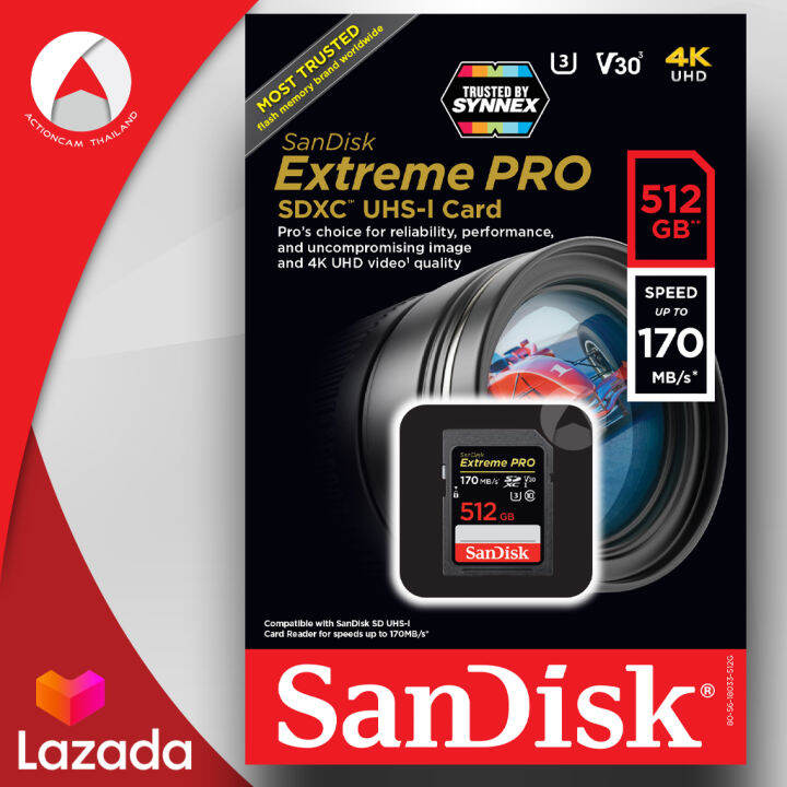 ผ่อน-0-sandisk-extreme-pro-sd-card-512gb-ผ่อนนานสูงสุด-6-เดือน-sdxc-ความเร็ว-อ่าน-170mb-s-เขียน-100mb-s-sdsdxxy-512g-gn4in-เมมโมรี่-การ์ด-แซนดิส-ประกัน-lifetime-โดย-synnex-สีดำ-กล้อง-ถ่ายถาพ-4k-60fps