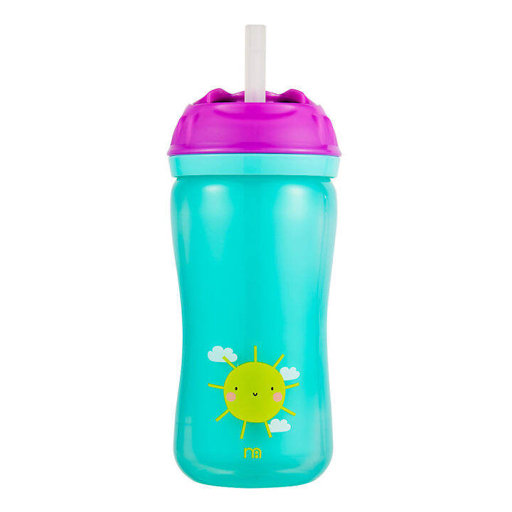 ถ้วยหัดดื่มสำหรับเด็กเล็ก-mothercare-insulated-flexi-straw-cup-pink-pb880