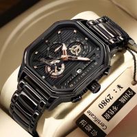 【July hot】 New waterproof luminous calendar mens watch sports student fashion personality square non-mechanical