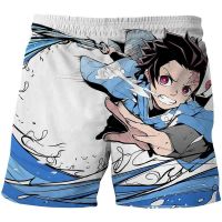 ญี่ปุ่นอะนิเมะปีศาจนักฆ่า 3D พิมพ์อะนิเมะกางเกงขาสั้นฤดูร้อนชายกางเกงขาสั้นชายหาดฮาวายสบาย ๆ ชุดว่ายน้ำชายกางเกงว่ายน้ำ