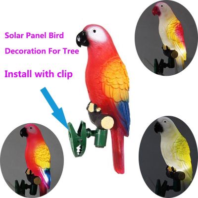Solar Power LED Light Bird Parrot Lamp With Clip Night Lights for Outdoor Garden Path Ornament ozek