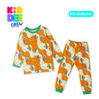 KiddeeCrew ชุดนอนเด็กผู้ชาย ครีมส้มลายแมว Orange boys pajamas cat patternเหมาะสำหรับอายุ 1-8 ปี