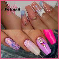 PETINAIL Ballerina เล็บปลอมปลายผีเสื้อเล็บฝรั่งเศสคริสตัลสีแดงกุหลาบกดบนเล็บ DIY