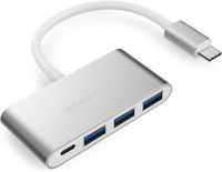 LENTION 4-in-1 USB-C Hub with 3 USB 3.0 and Type C Power Delivery Compatible 2022-2016 MacBook Pro 13/15/16, New Mac Air/Surface, ChromeBook, More, Multiport Charging Adapter (CB-C13se, Silver)