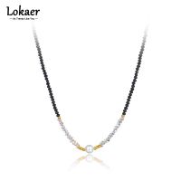 สร้อยคอไข่มุกสีขาวสร้อยคอแบบโชคเกอร์ไทเทเนียม Lokaer ทันสมัย4มม. สำหรับ N22039ผู้หญิงหญิงสาว