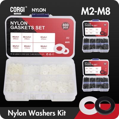 ۞◇ M2 M2.5 M3 M4 M5 M6 M8 Nylon Washers Assortment Kit Plastic Insulation Spacers Seals Black White Set Gasket Ring Kit 560/800 PCS