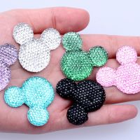 NEW! 100pcs 30*35mm Many Colors Shiny Resin Rhinestone Mickey Head Flatback Resin Beads Stone Art DIY Dotted DecoWedding