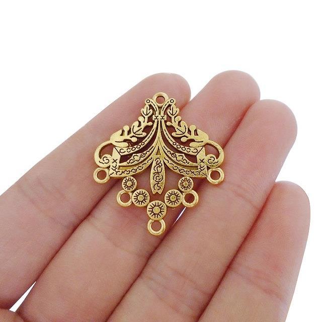 20-x-tibetan-silver-gold-color-earring-chandelier-connectors-charms-pendants-double-sided-for-jewelry-making-findings-33x29mm