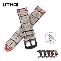 （Bar watchband）UTHAI นาฬิกาสายหนังแท้ Z45,เข็มขัดสร้อยข้อมือสายนาฬิกาคุณภาพสูงย้อนยุค20มม. 22มม. หัวเข็มขัดเหล็กอุปกรณ์สายรัดข้อมือ