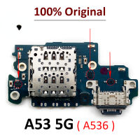 สำหรับ Samsung A53 5G A536 A536B แท่นชาร์จ USB เชื่อมต่อพอร์ตชาร์จไมโครโฟนอะไหล่สายเคเบิลยืดหยุ่น