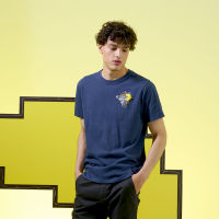 Pac-Man x Khaki Bros. - คาคิบรอส - Round neck t-shirt - เสื้อยืดคอกลม - KM22K612 - Navy