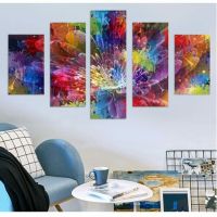 Gorgeous Rainbow ดอกไม้ Modular Cuadros ภาพวาด Wall Art Framework-5ชิ้นผ้าใบภาพโปสเตอร์-Home Decor ตกแต่ง