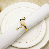 6pcslot Pink flamingo napkin ring metal napkin buckle wedding banquet holiday party desktop decoration napkin ring