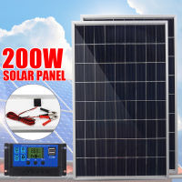 【1/2ชิ้น】(100W/200W) แผงโซลาร์เซลล์12V พร้อมที่หนีบแบตเตอรี่ + ตัวควบคุม40A,แผงพลังงานแสงอาทิตย์ซิลิโคนโมโนคริสตัลไลน์พร้อมตัวควบคุมแผงโซลาร์ชุดแผงเซลล์แสงอาทิตย์สำหรับรถเรือยอร์ชบ้านรถเข้าค่าย